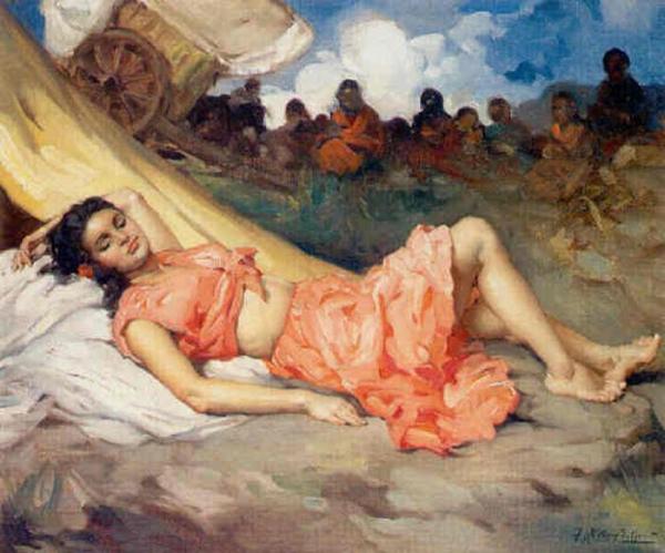 Gitana Durmiendo by Francisco Rodriguez Sanchez Clement Oil Painting Reproductions