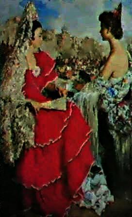 Mujeres Con Mantilla by Francisco Rodriguez Sanchez Clement Oil Painting Reproductions