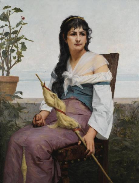 La Fileuse by Francois Alfred Delobbe