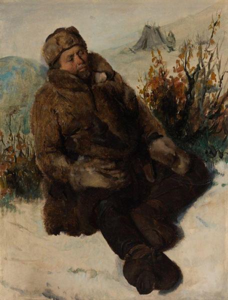 A Laplander In The Snow by Francois-auguste Biard Oil Painting Reproductions