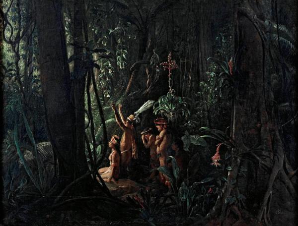 Amazonian Indians Worshiping The Sun God by Francois-auguste Biard