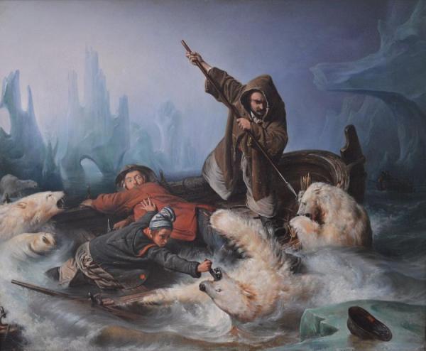 Fight With Polar Bears by Francois-auguste Biard Oil Painting Reproductions