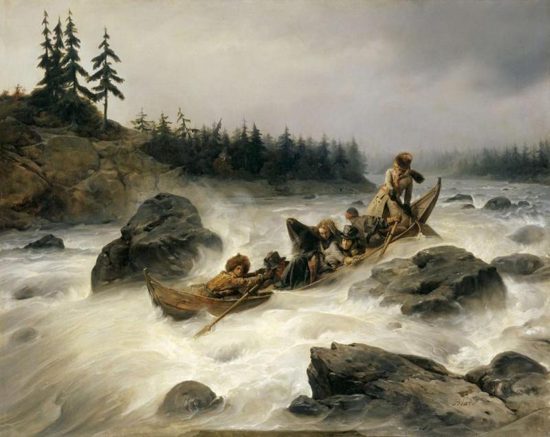 The Duke Of Orleans Riding Dawn The Great Rapid Of Eijanpaikka At The Muonio River In Lappland, August 1795, 1840 by Francois-auguste Biard