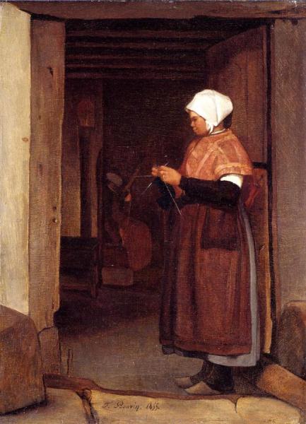 Francois Bonvin Peasant Knitting