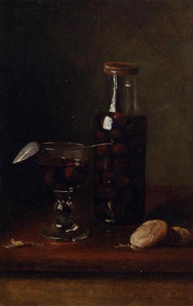 Still Life With Jar Of Cherries by Francois Bonvin Oil Painting Reproductions