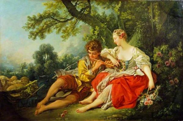 Francois Boucher Shepherd Piping To A Shepherdess