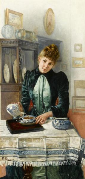 Tea Time by Francois Brunery Oil Painting Reproductions