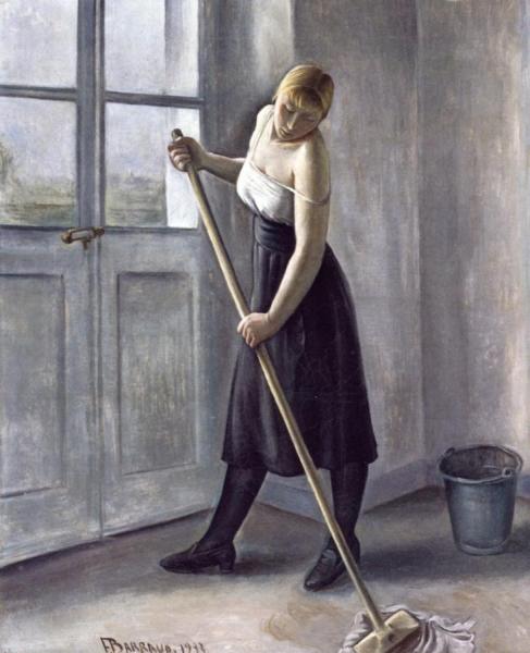 Girl At Work by Francois Emile Barraud