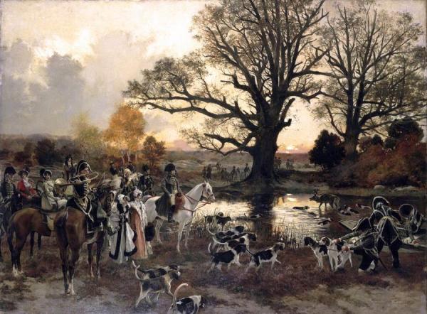 Napoleon I Hunting In The Forest Of Fontainebleau, 1807 by Francois Flameng