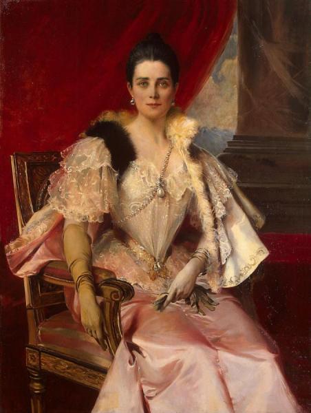 Zinaida Yusupova With The Famous Yusupov Family La Pelegrina Pearl by Francois Flameng