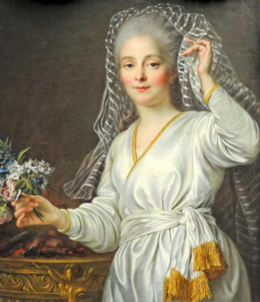 François-hubert Drouais Portrait Of A Young Woman As A Vestal Virgin