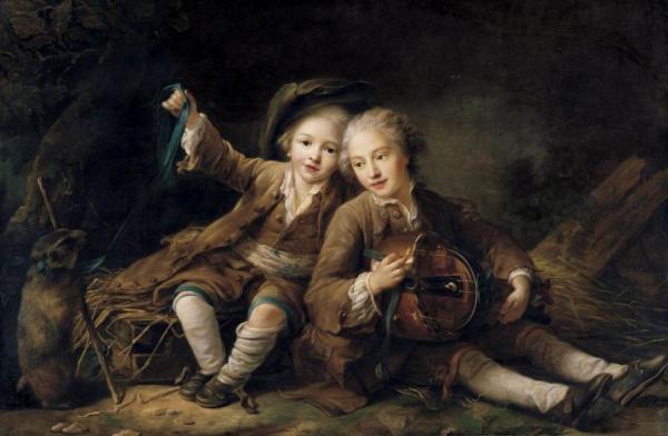 François-hubert Drouais The Children Of The Duc De Bouillon
