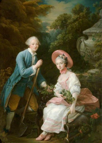 François-hubert Drouais The Prince And Princess Condé, Dressed As Gardeners