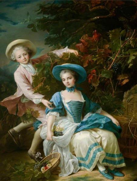 François-hubert Drouais The Prince De Guémenée And Mademoiselle De Soubise Dressed As Grape Harvesters