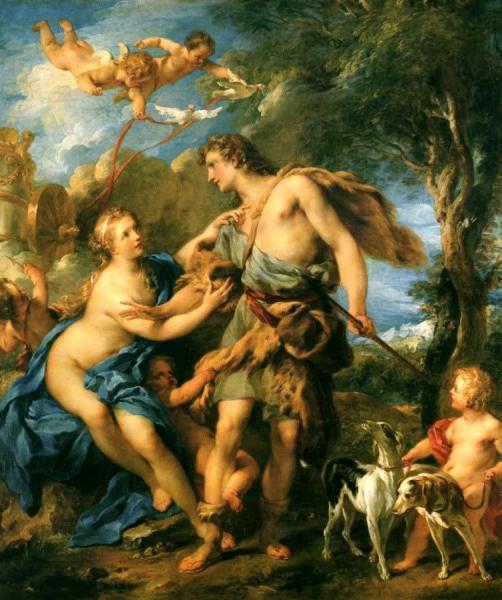 Venus And Adonis by Francois Lemoyne