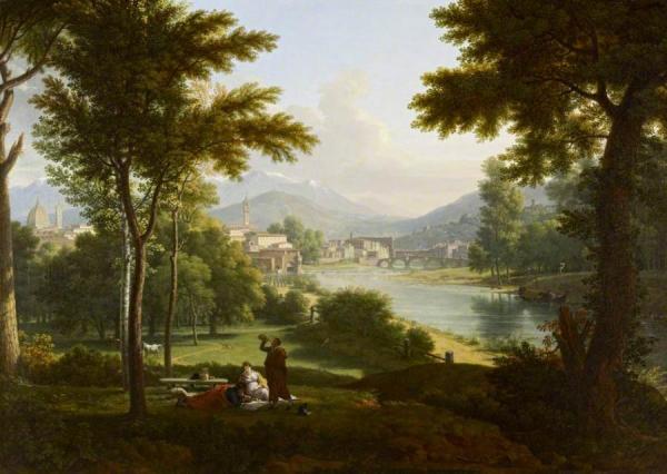 A View Of Florence From The North Bank Of The Arno by François-xavier Fabre