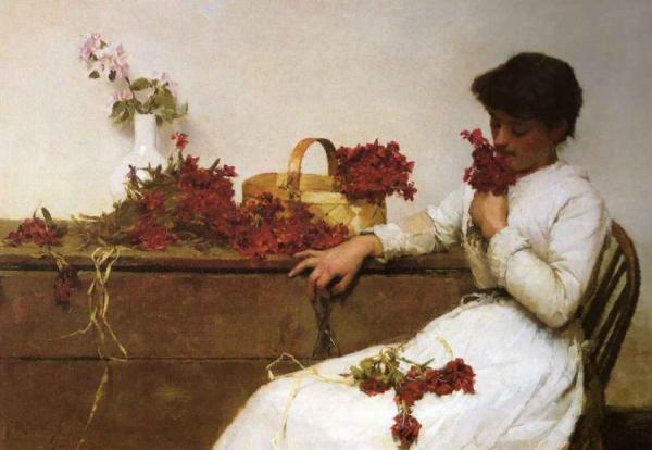 Arranging Flowers by Frank Bramley, R.a.