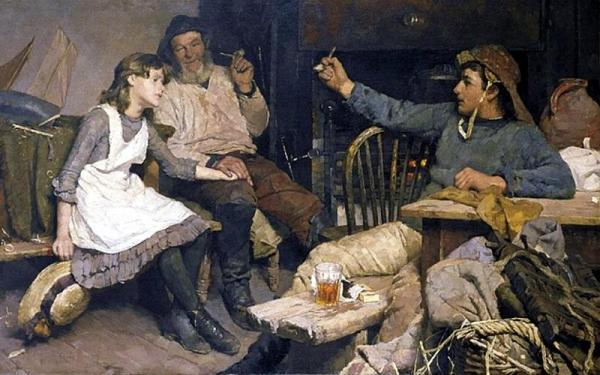 Every One His Own Tale by Frank Bramley, R.a. Oil Painting Reproductions