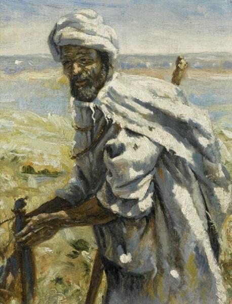 Bedouin Before A River (beduine Vor Einem Fluss) by Frank Buchser Oil Painting Reproductions