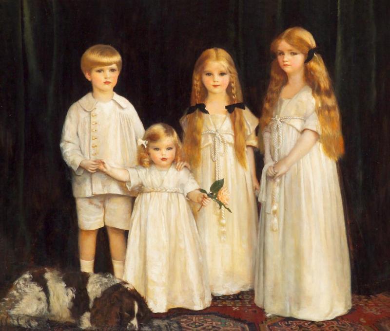 Portrait Of Fraunces, Beatrice, James And Synfye, Children Of James Christie, Esq by Frank Cadogan Cowper Oil Painting Reproductions