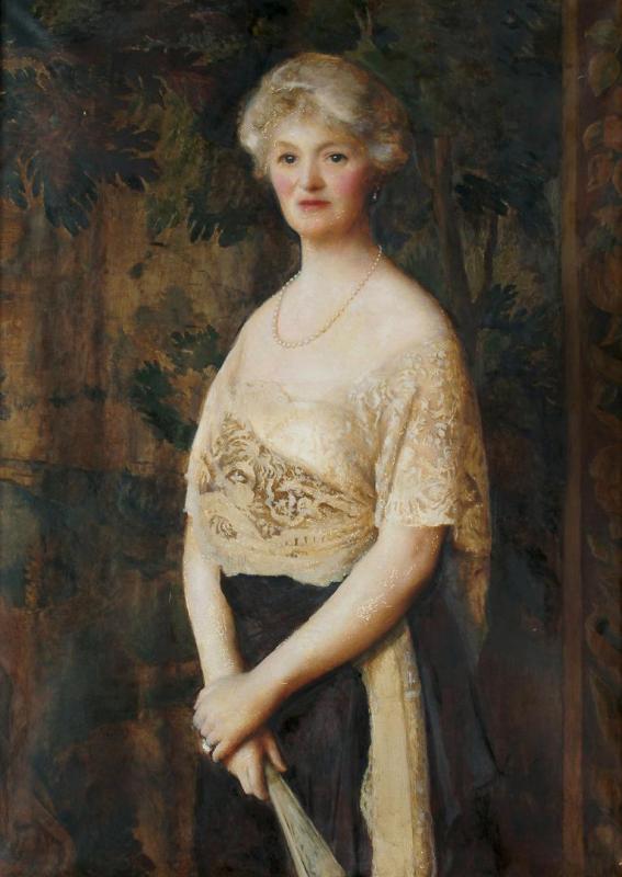 Portrait, Three Quarter Length Of Mrs E.h. Evans-combe Wearing Evening Dress, 1920 by Frank Cadogan Cowper