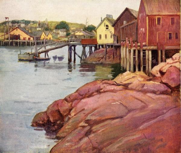Dock Sheds At Low Tide by Frank Duveneck