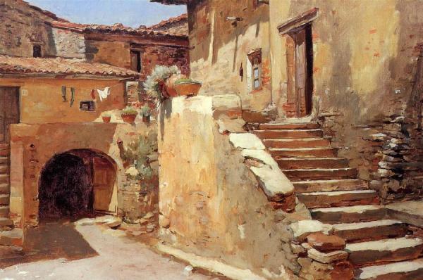 Italian Courtyard by Frank Duveneck