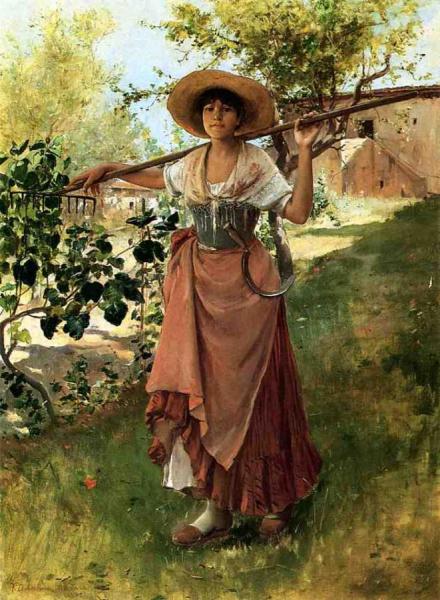Italian Girl With Rake by Frank Duveneck