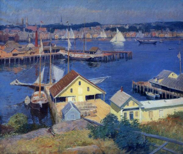 The Yellow Pier Shed by Frank Duveneck