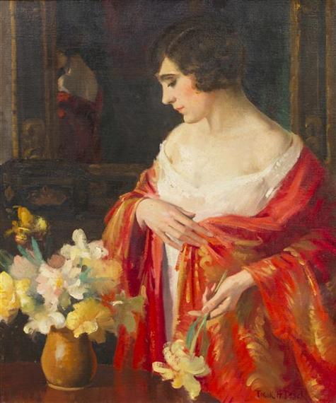 Red Peignoir by Frank H. Desch Oil Painting Reproductions