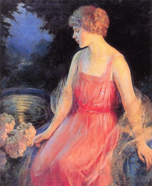 Woman With Hydrangeas by Frank H. Desch