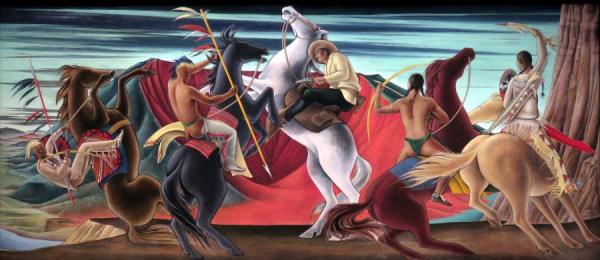 Indian Fight, Ca. 1936 by Frank Mechau Oil Painting Reproductions