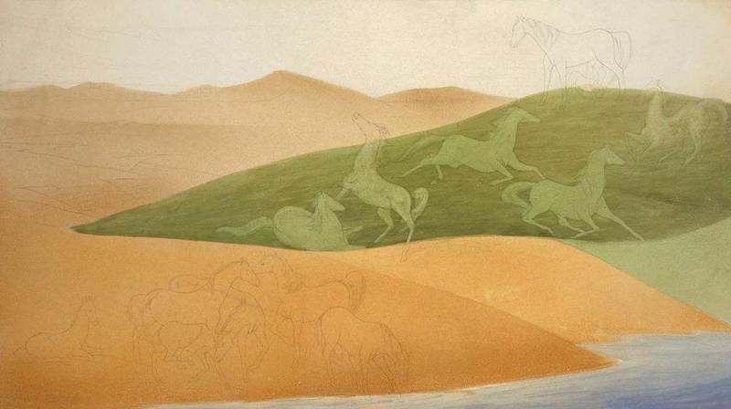 Frank Mechau Ghost Horses In South Park, 1944