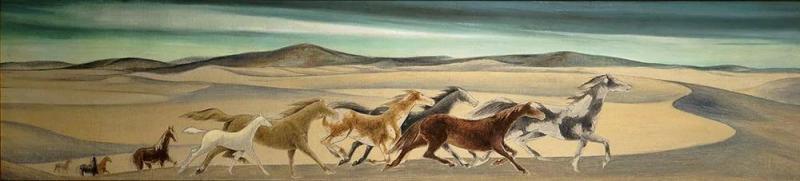 Horses Crossing Dunes, C. 1936 by Frank Mechau