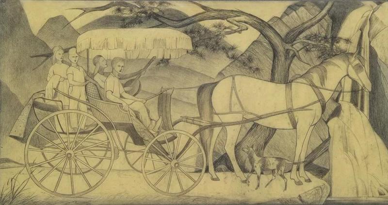 Redstone Balladeers (children In The Surrey), 1944 by Frank Mechau