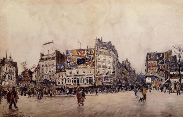 The Moulin Rouge And The Rue Lepic As Seen From The Place Blanche by Frank Myers Boggs