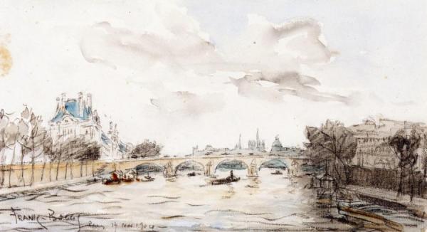 The Quays, The Louvre And Notre Dame, Paris by Frank Myers Boggs