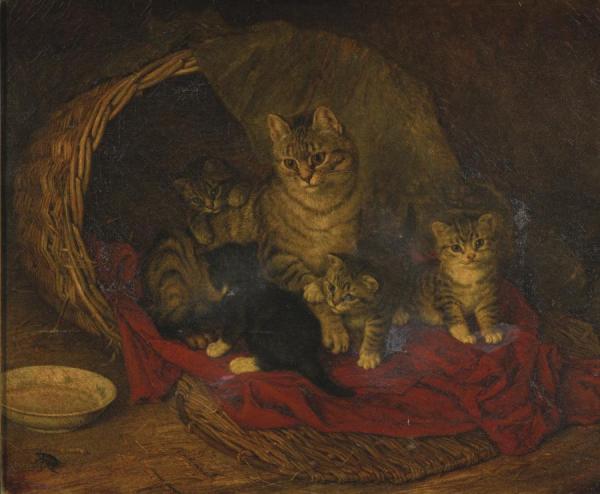 Frank Paton Cat And Kittens
