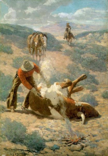 Branding A Steer by Frank Tenney Johnson Oil Painting Reproductions