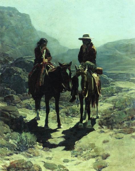Two Figures At Dusk by Frank Tenney Johnson Oil Painting Reproductions
