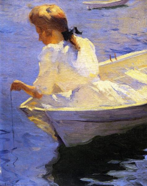Eleanor In The Dory by Frank Weston Benson