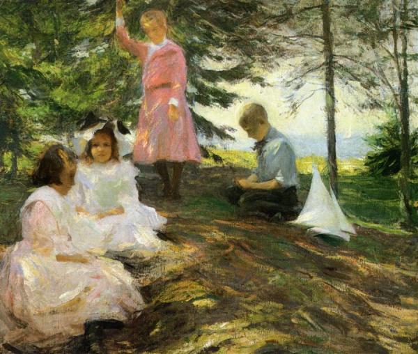 Four Children At North Haven by Frank Weston Benson