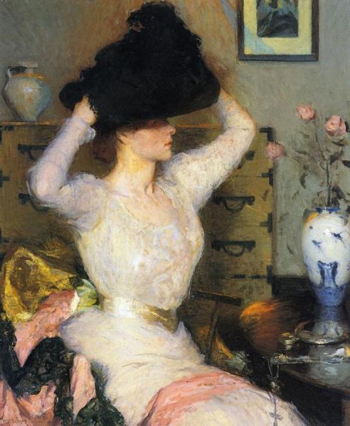 Lady Trying On A Hat by Frank Weston Benson