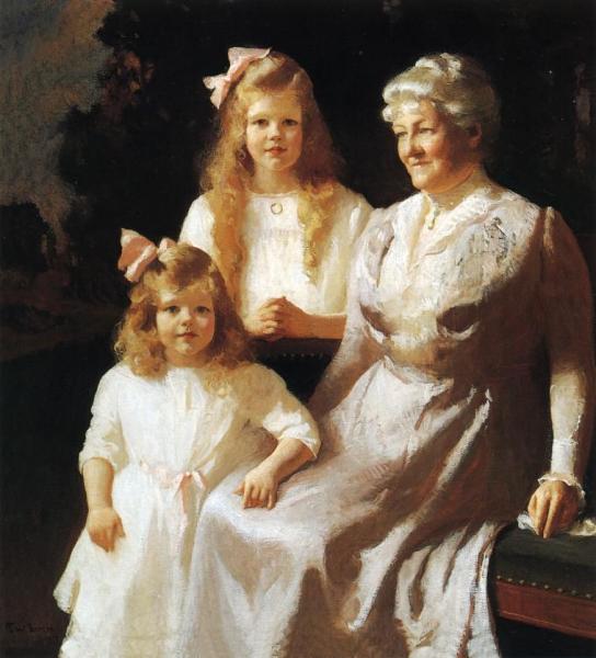 Mrs. Henry Harrison Proctor With Barbara And Frances by Frank Weston Benson
