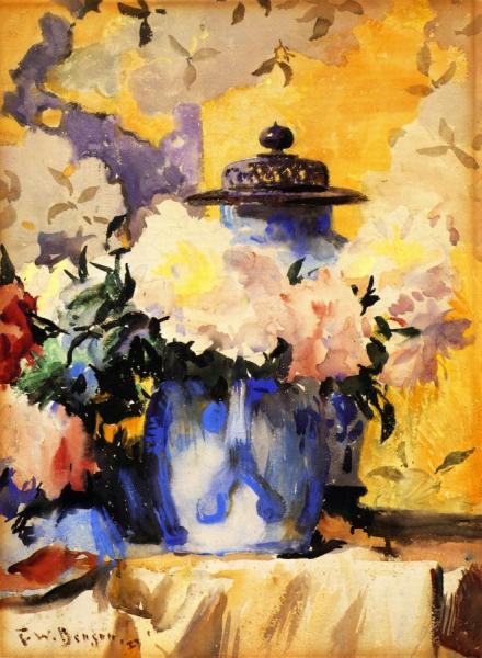 Peonies In Blue China by Frank Weston Benson