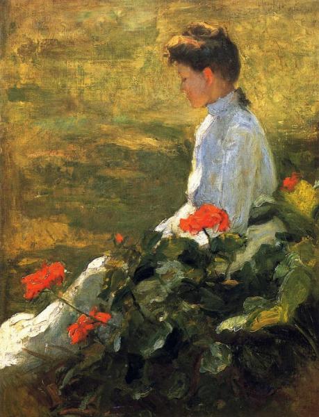 Frank Weston Benson Woman With Geraniums