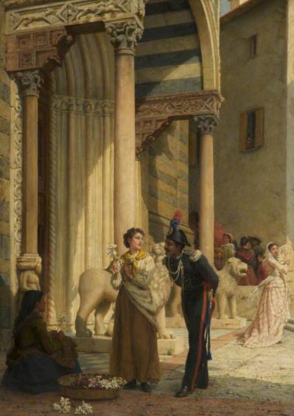 Jealousy In The Courtyard by Frank William Topham Oil Painting Reproductions