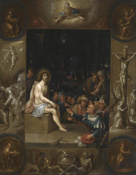 The Mocking Of Christ, In An En Grisaille Surround With Scenes From The Life Of Christ And The Four Evangelists by Frans Francken The Younger Oil Painting Reproductions