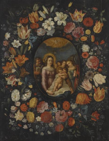 The Virgin And Child With Saint John The Baptist And Joseph Surrounded By A Garland Of Flowers by Frans Francken The Younger Oil Painting Reproductions
