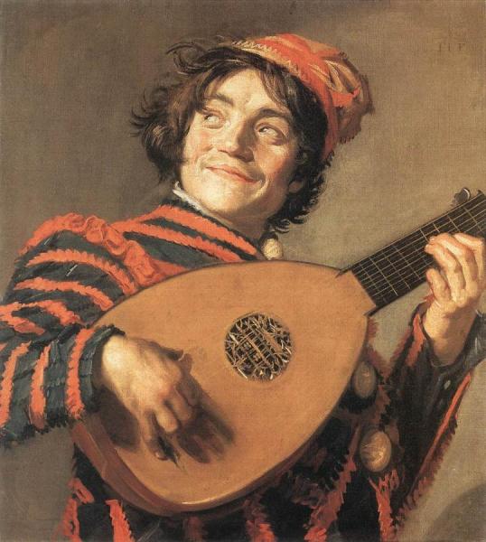 Buffoon Playing A Lute by Frans Hals
